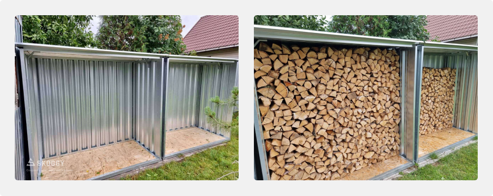 Дровник SKOGGY в цинковом цвете