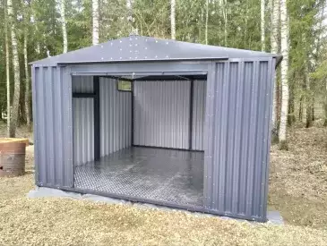 Гараж для квадроциклов с металлическим полом в графитовом цвете в дер. Сапегино, Волоколамский р-н, МО